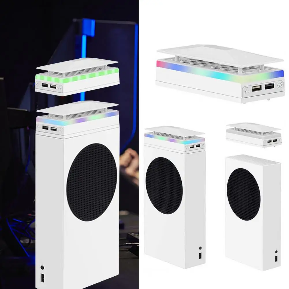 

Game Console Cooling Base 3 Gear Adjustable Dual Fans High-Speed Silent Operation with 7 Modes of Atmosphere LED Light Fans for
