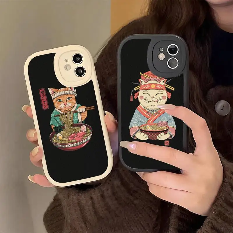 

Neko Ramen Japan Cat Anime Hard Leather Phone Case for iPhone 13 12 Mini 11 14 Pro Max Xs X Xr 7 8 Plus 6 6s Se silicone Cover