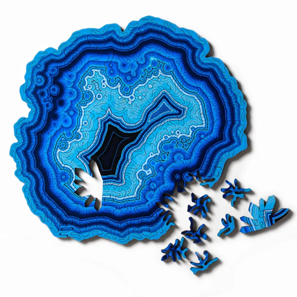 

NEW Shaped Agate Wooden Puzzle For Adults Kid Toy Gift Wood DIY Jigsaw Blue Agate Family Game Develop Intelligence Decoration