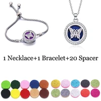 high quality aromatherapy necklace diffuser stainless steel pendant locket adjustable perfume bracelet set aromatherapy jewelry