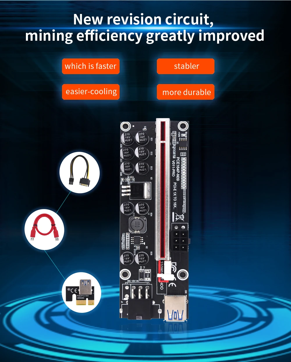 

1/6/10 шт. TISHRIC Dual 6pin PCI-E Райзер для видеокарты PCI Express ЦП графическая карта адаптер Райзер 011 Pro для майнинга биткоинов