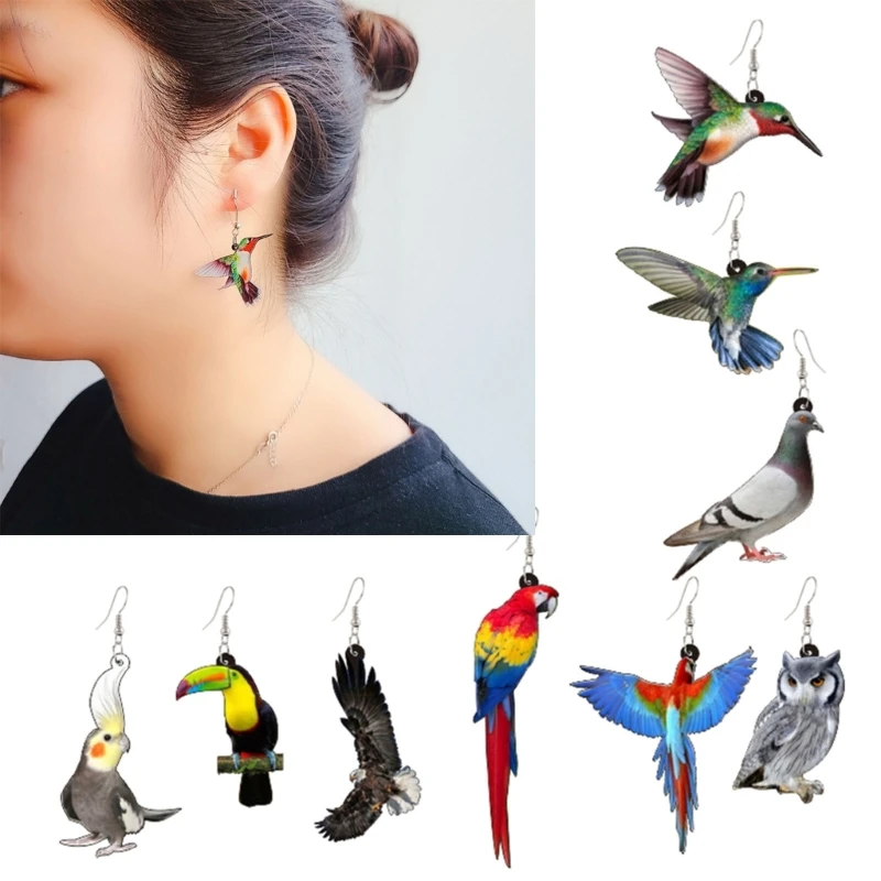 

Серьги-подвески в форме птиц, висячие серьги из акрилового материала, Подвесные серьги, украшения для ушей для женщин и девушек, детские подарки