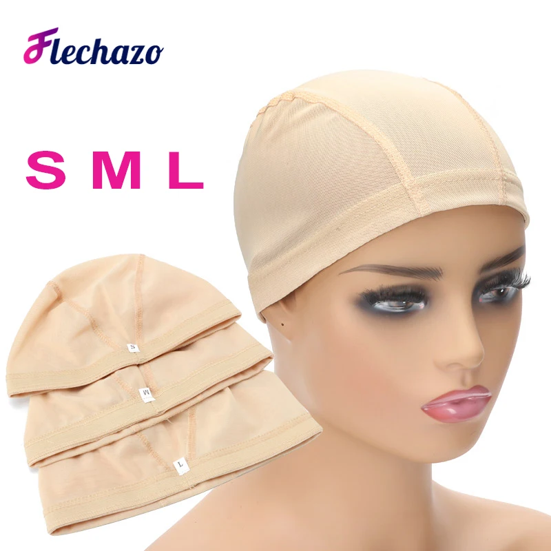 Glueless Mesh Wig Cap Liner 5Pcs Black Beige Wig Cap for Wig Making S M L Large Small Spandex Elastic Dome Wig Caps for Women