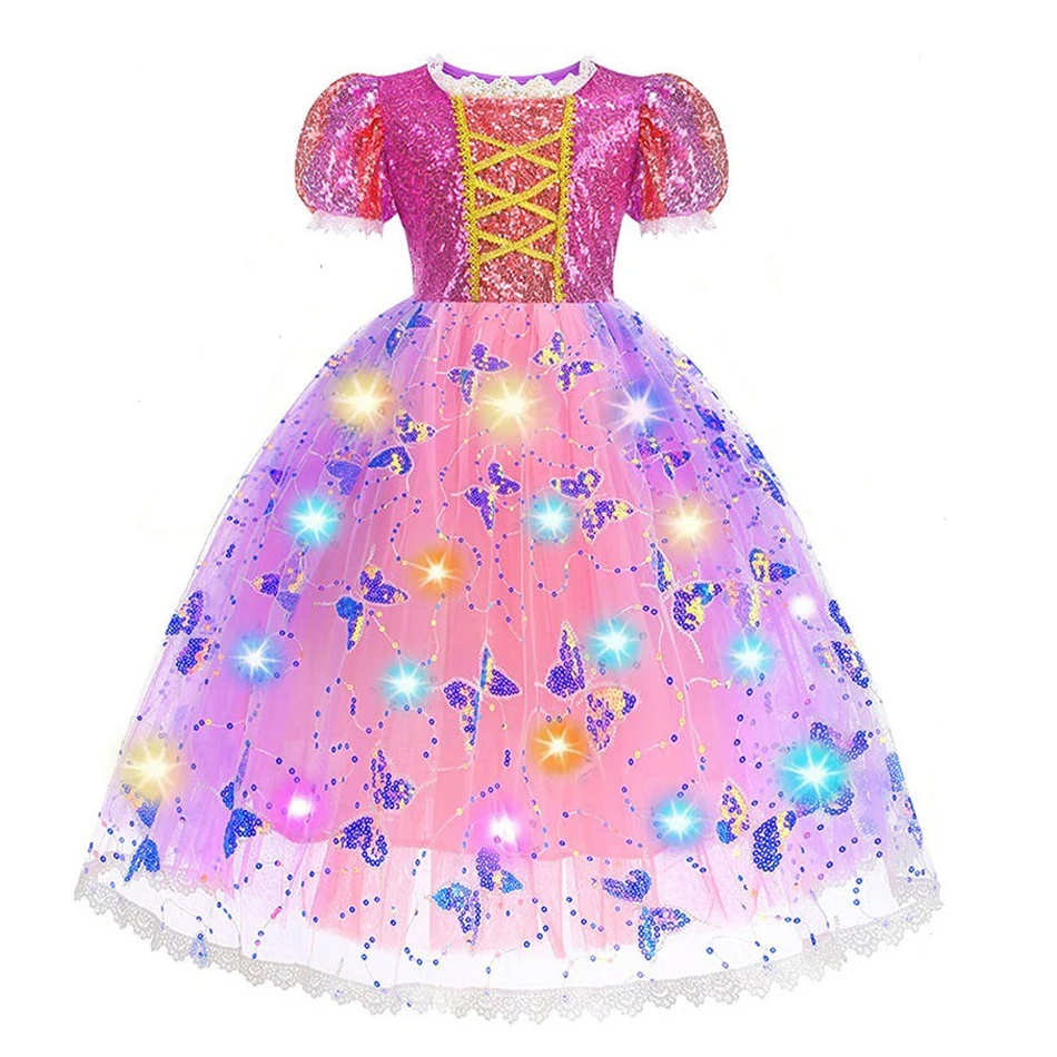 Женское платье со светодиодной подсветкой для девочек детская одежда косплея