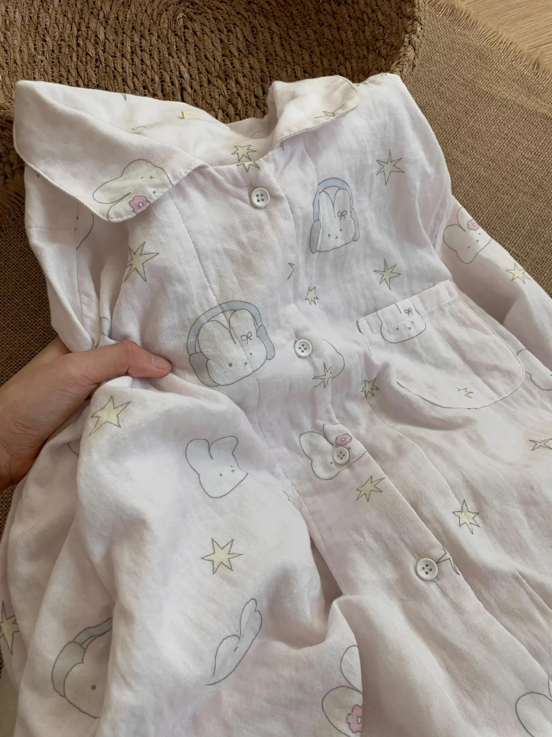 Розовые милые пижамы с принтом кролика для девочек женские весенне-осенние