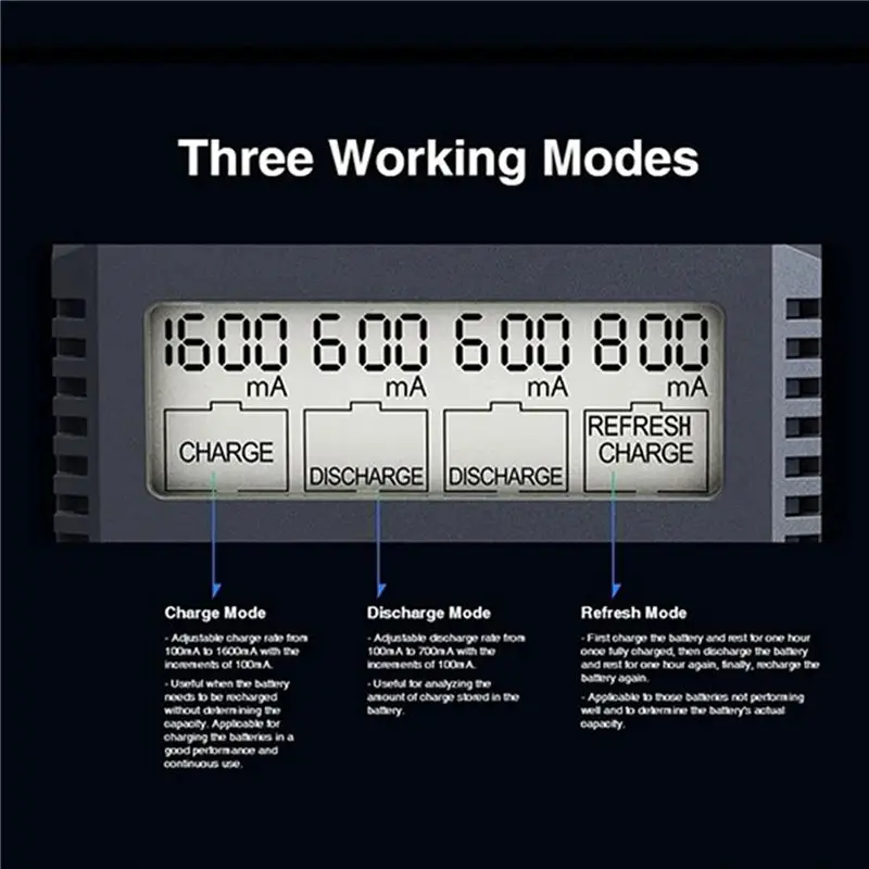 Фото 4X SKYRC NC1600 Аккумуляторы AA/AAA NiMH/NiCR с анализатором, портативное устройство №5