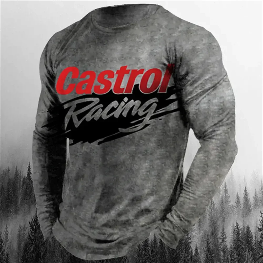 Футболка мужская хлопковая с длинным рукавом винтажная Байкерская тенниска 3D