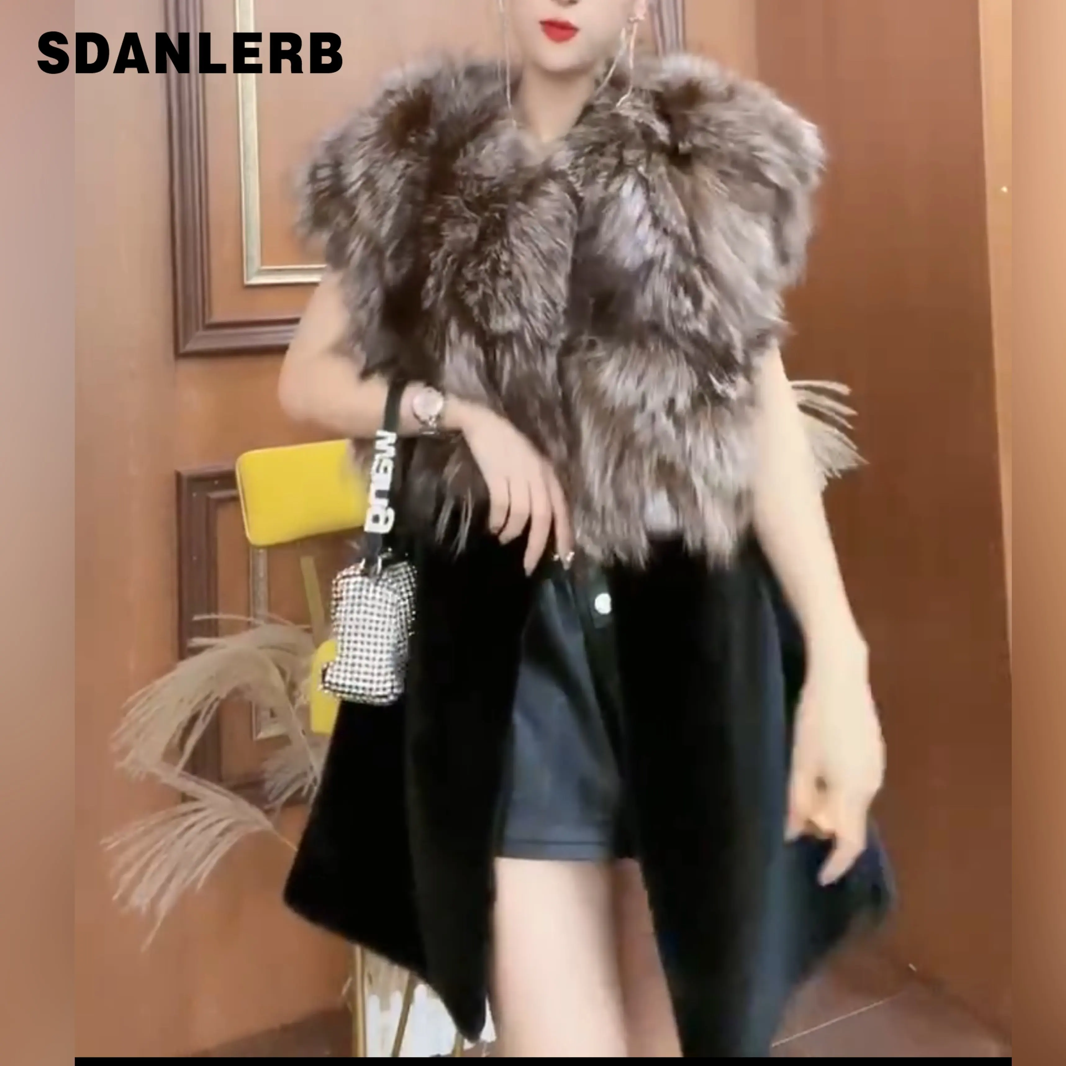 New Imported Fox Fur Leather Heavy Industry Design Sleeveless Coat Women's Mid-Length Winter Warm and Slimming Fashion Vest
