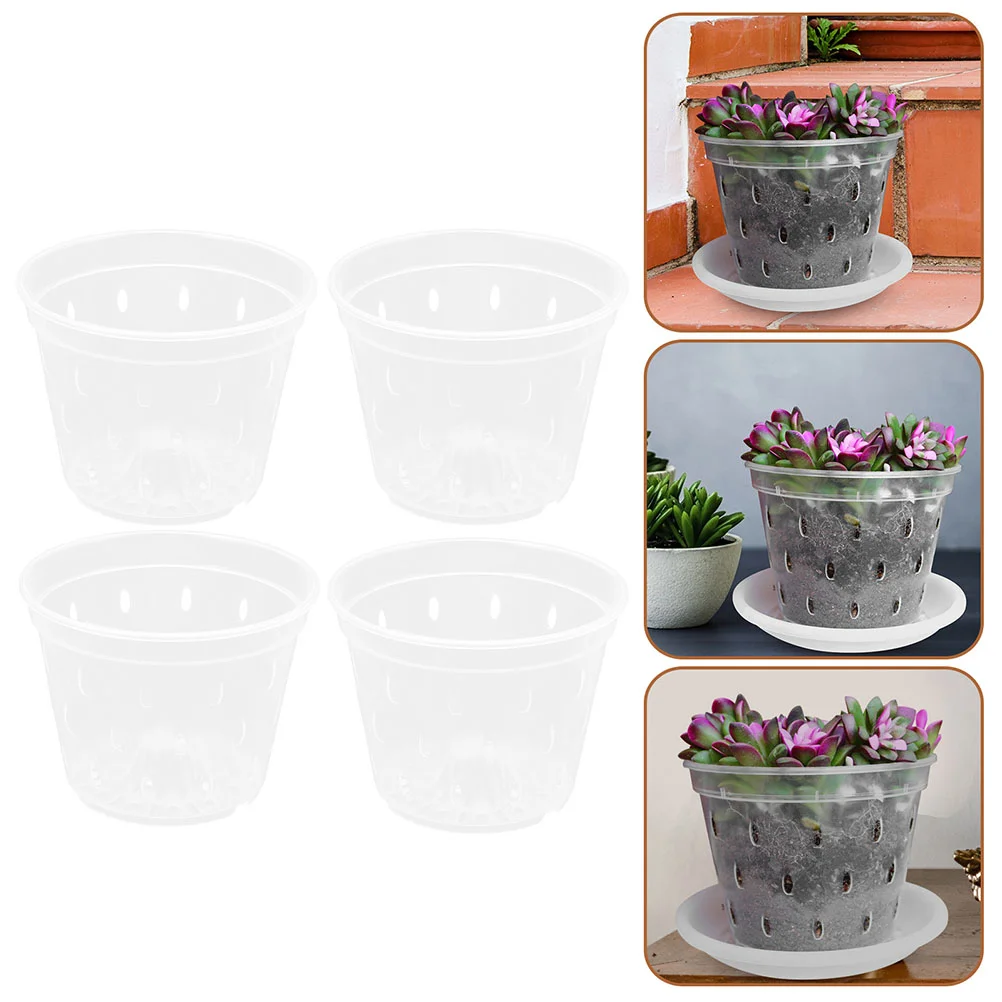 

4Pcs Balcony Flower Pot Hydroponic Pot Orchid Growing Pots Orchid Pot Succulents Nursery Pot Orchid Planter