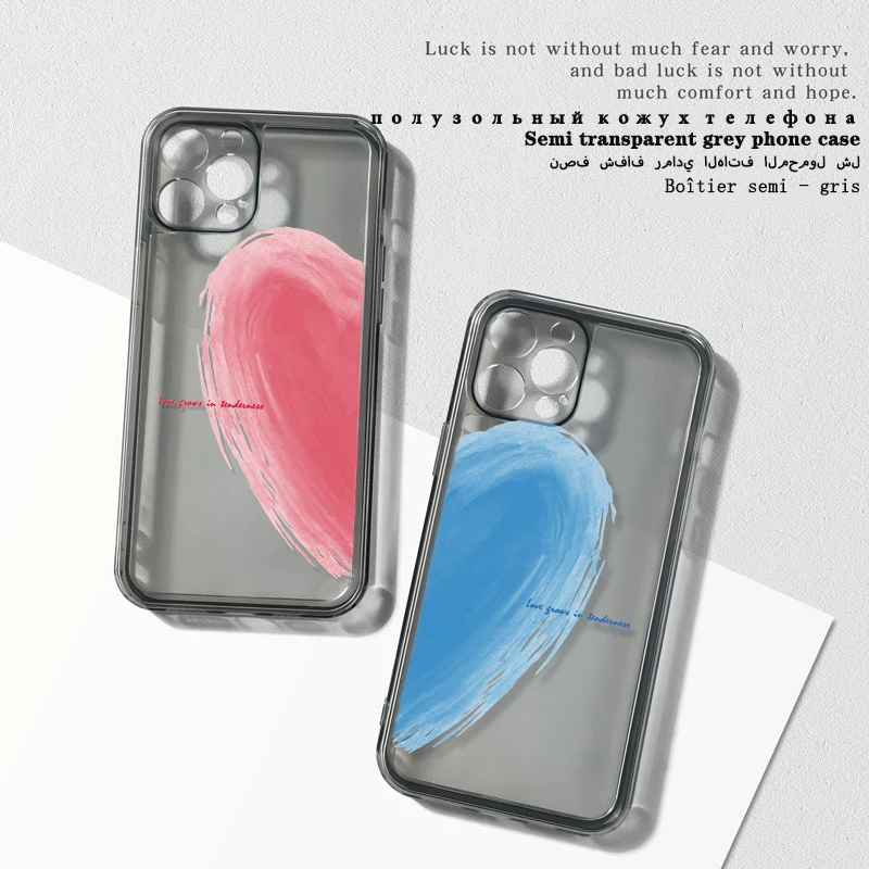 

Xiaomi Mi 11 Lite 5G NE Cases For Redmi Note 9 Pro F2 F3 12 9T 10T 12X Semipermeable Cover Half Hearted Lovers Funda