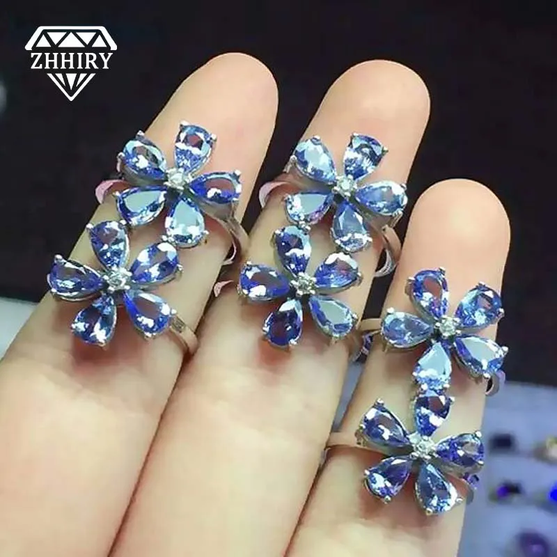 ZHHIRY кольцо из настоящего синего танзанита женское ювелирное изделие