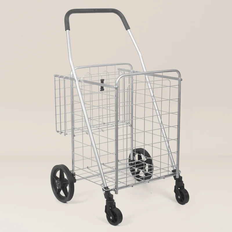

Universal folding trolley to pull grocery stalls to save labor for the elderly in supermarkets, supermarket trolleys Storage