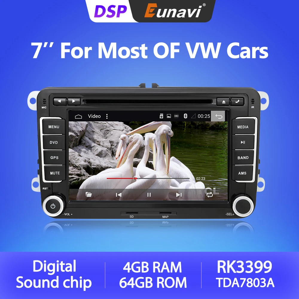 Eunavi-Radio Multimedia con GPS para coche, Radio con Android, 2 Din, DSP, DVD, para VW, GOLF 5, Polo, Bora, JETTA, B6, PASSAT, Tiguan, Skoda Octavia, Touran