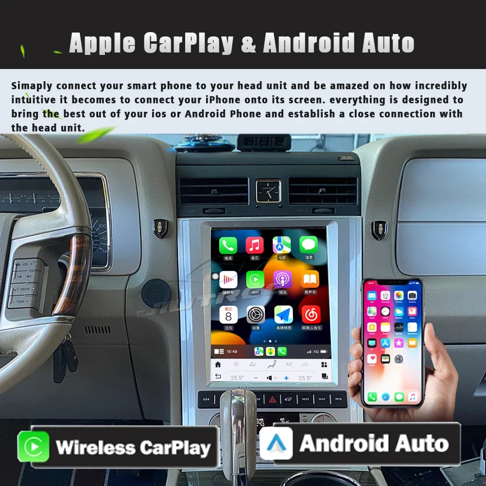 Автомобильный радиоприемник Android 13 12 1-дюймовый экран для Lincoln Navigator 2010-2013 carplay