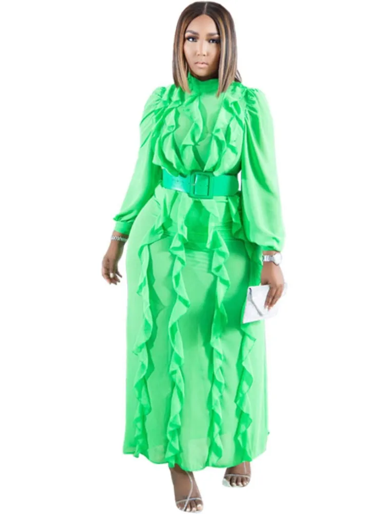 

Длинные платья для женщин с длинным рукавом и Высокой Талией Длиной до щиколотки облегающие халаты Модные Новые лоскутные офисные женские ...