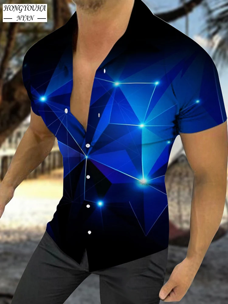 

Summer Shirt Men's Slim Fit Printing With Short Sleeves Dress Shirts Male casual Social Cardigan Fashion Mens Designer Clothes