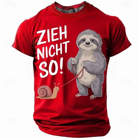 Мужская футболка из полиэстера с 3D принтом ленивых животных