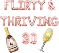 funmemoir flirty thriving 30th birthday party decorations rose gold wine glass champagne goblet balloons 30 years old birthday
