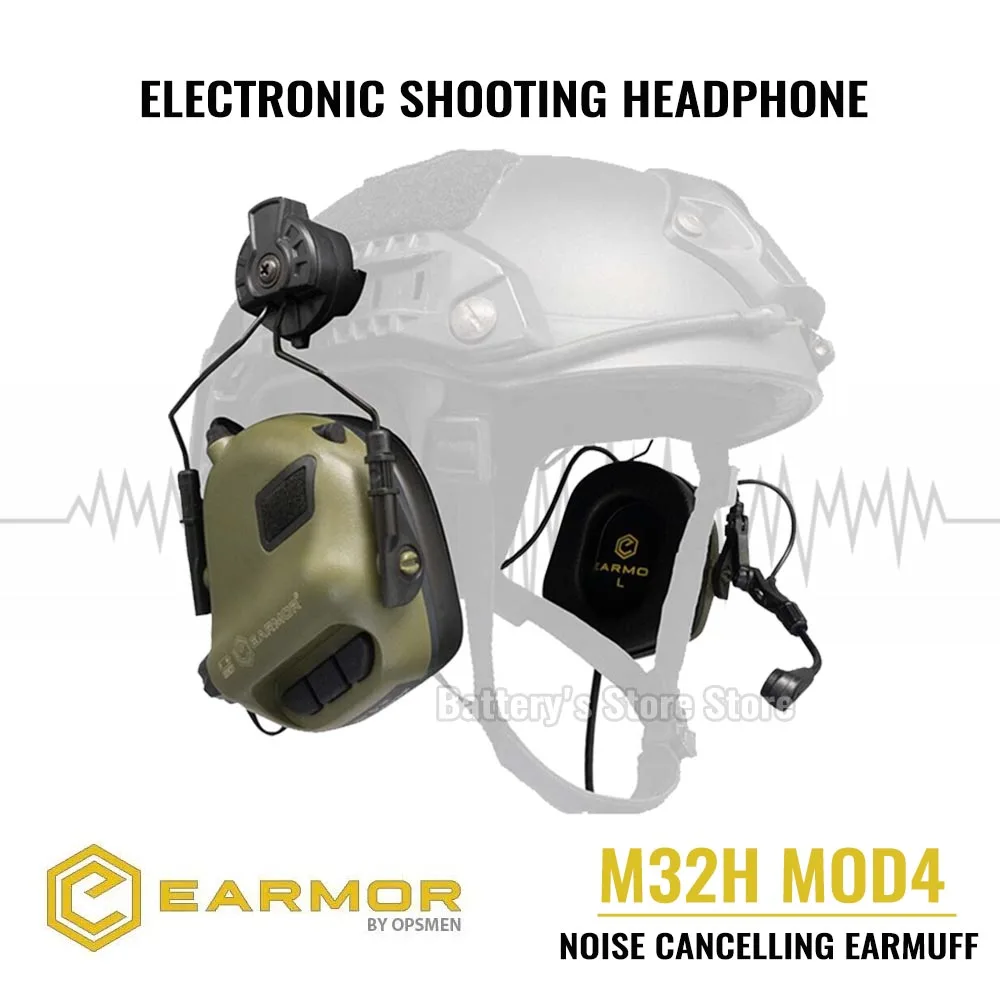 Тактические наушники EARMOR M32H MOD4 с новым рельктивным адаптером Duga шумоподавлением