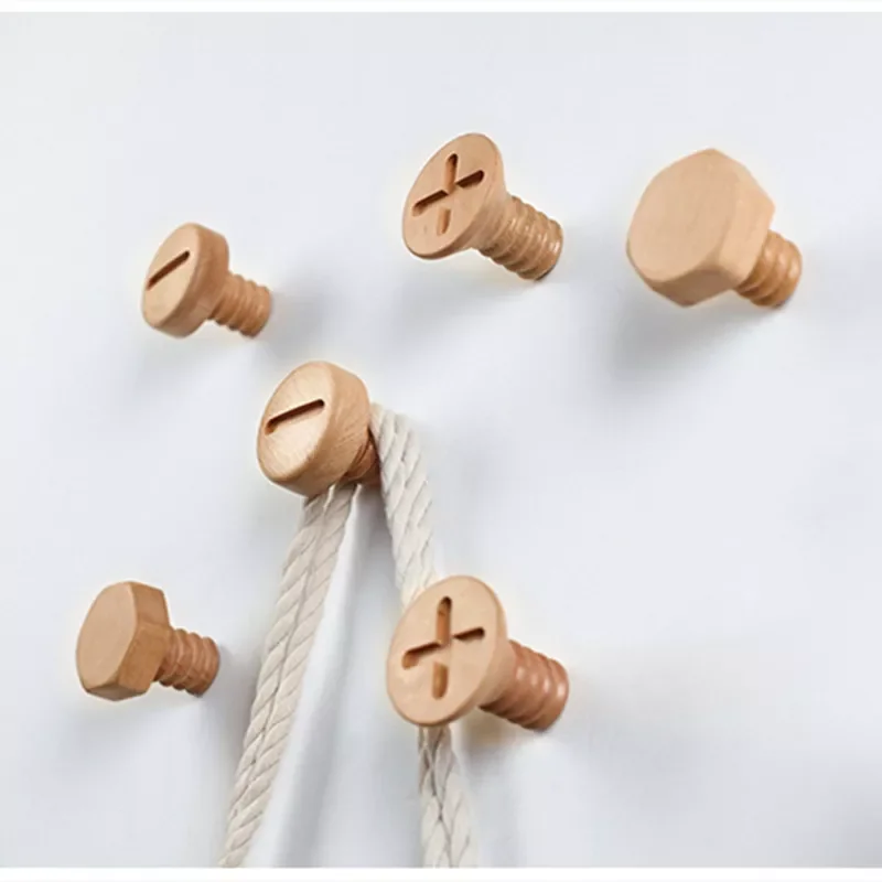

2022NEW Wall-Mounted Solid Wood Decorative Hooks Simple Bedroom Wall Coat Hooks Wooden Creative Clothes Storage Hooks Kitchen