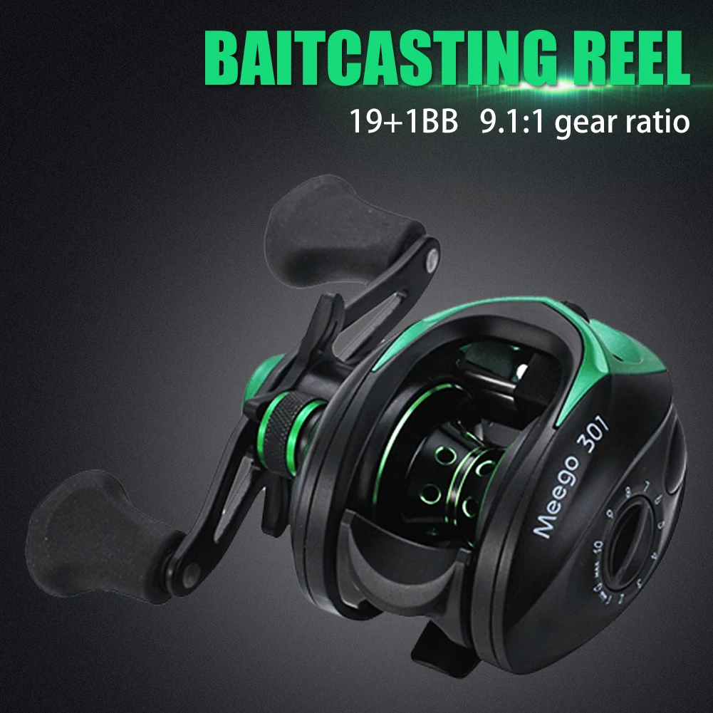 

Baitcasting Reel 8KG Max. Drag Fishing Reel 10-Gear Magnetic Brake 19+1BB 9.1:1 Gear Ratio Saltwater Freshwater Fishing Tackle