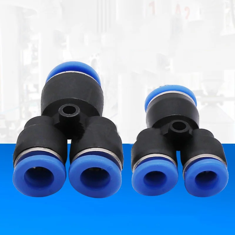 

5pcs New Y Type PW6-4/PW10-8/8-6/12-10 Pneumatic Air 3 Way Quick Fittings Connector Variable Diameter Plug Tube Hose