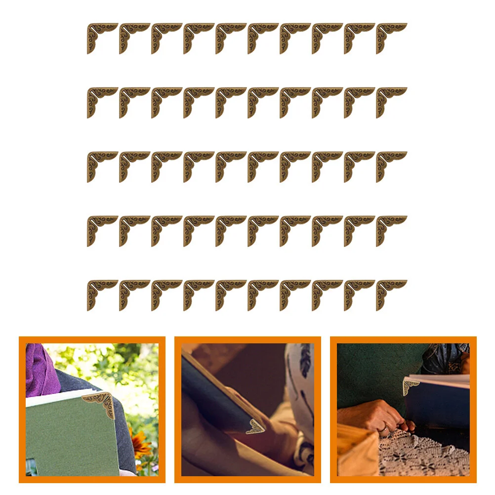 

50 Pcs Collar Corner Wallet Photo Album Corners Book Metal Folder Protector Protectors Books Printing