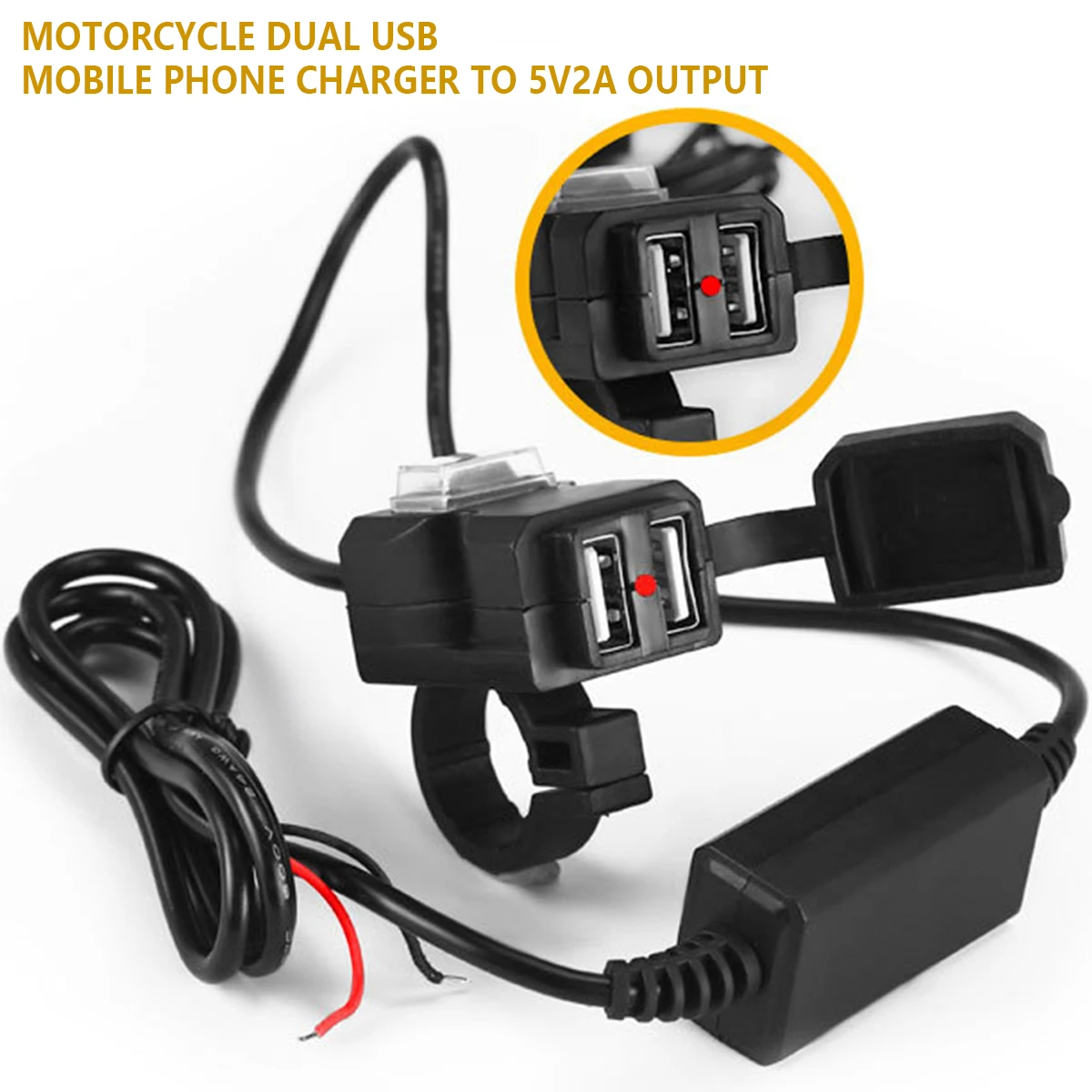 

Зарядное устройство для мотоцикла с двумя USB-портами, 5 В, 2 А