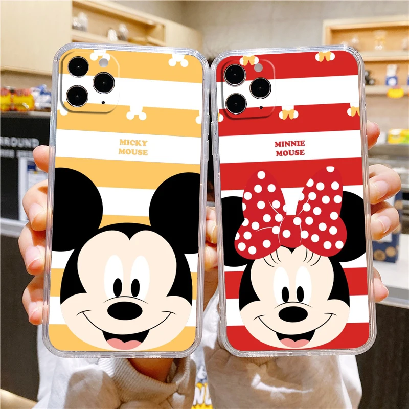 

Disney Mickey Minnie Cool Transparent Phone Case For Apple iPhone 14 13 12 11 Mini XS XR X Pro MAX 8 7 6 Plus SE 2020 Cover Capa