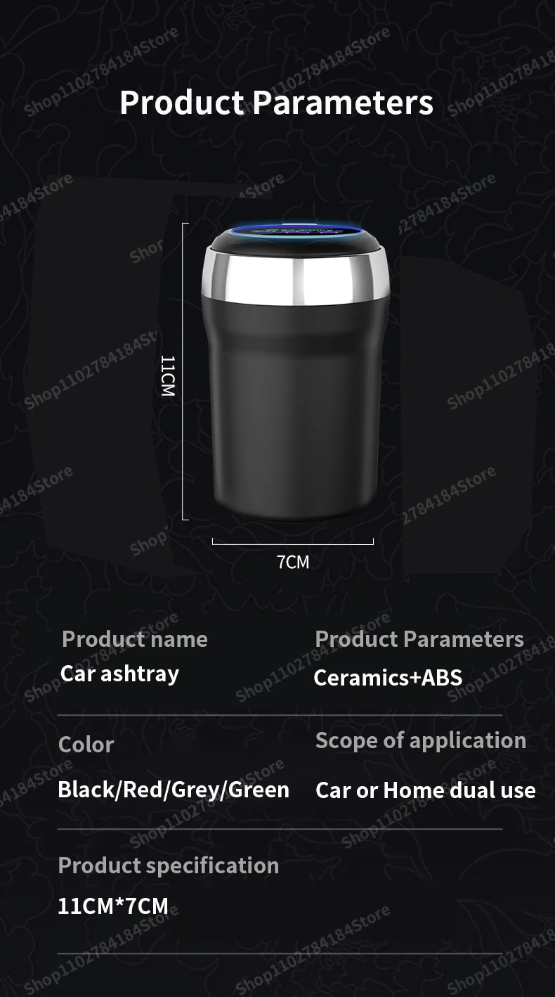 Автомобильная пепельница с крышкой дезодорант Бездымная женская светло-голубая