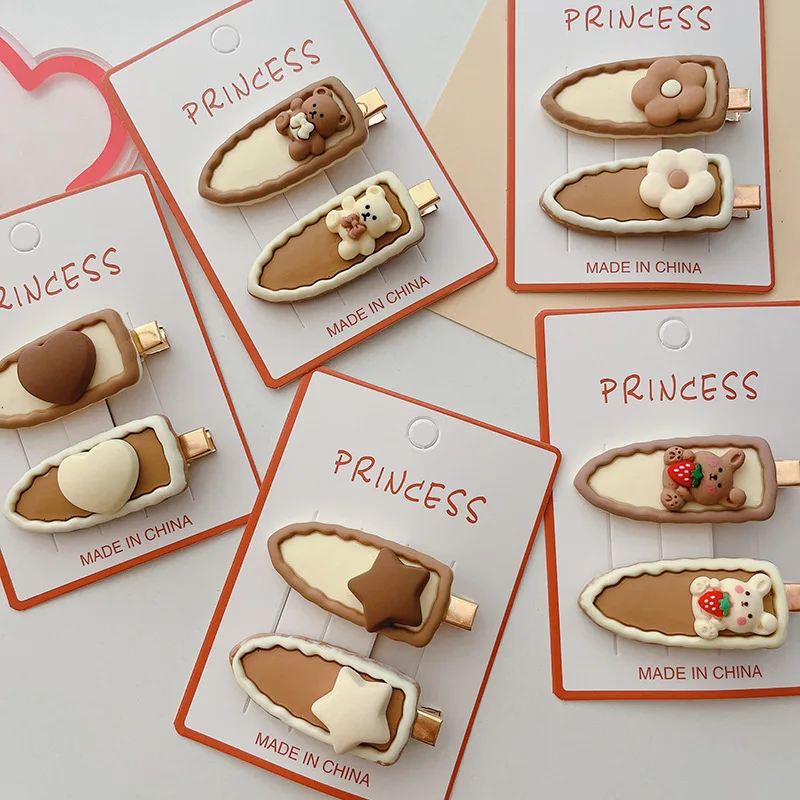 

2pcs/lot Women Hairpins Baby Hair Accessories Korean 2023 Cute Winter New Fashion Children Hair Pins Clips Lace Girls Headbands