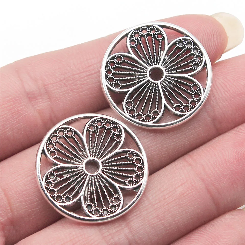 

10pcs 25x25mm Antique Silver Color Geometry Flower Charms Pendant Charms for Jewelry Making DIY Jewelry Findings Handcraft