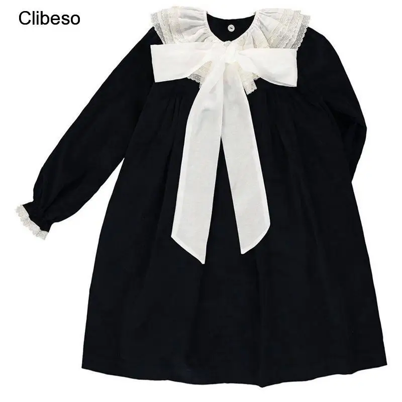 

Spring Fall Baby Girls Elegant Dress Kids Girl Lace Petal Collar A-line Loose One-piece Dresses Toddlers Cute Casual Outerwear