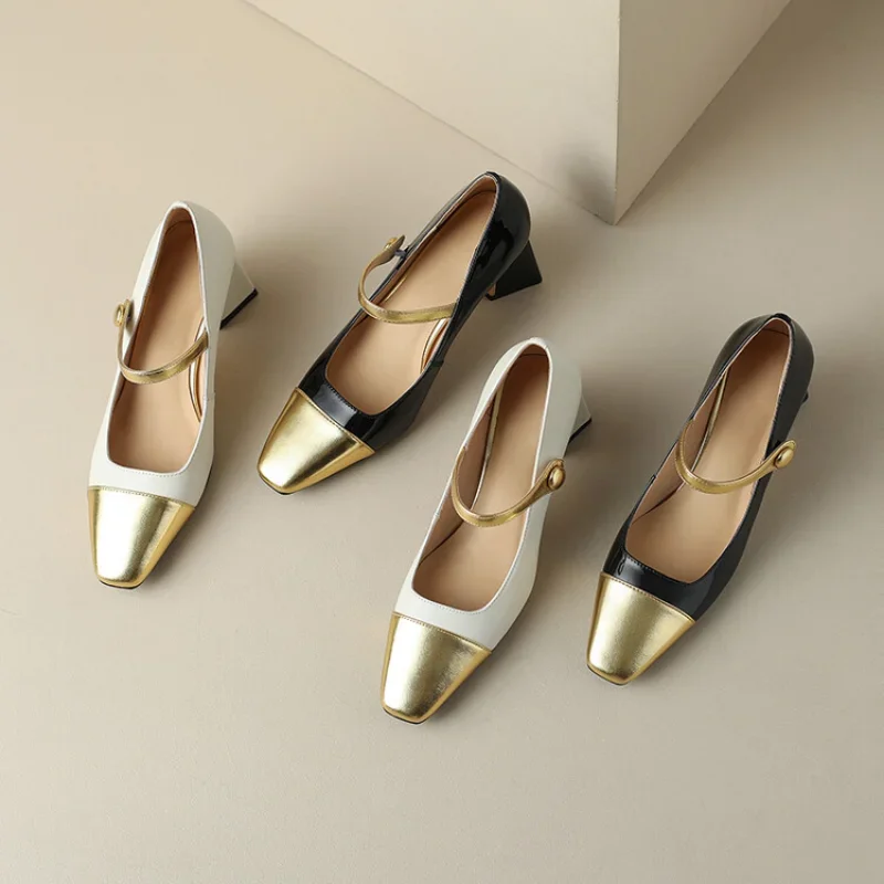 

Женские дизайнерские туфли-лодочки LeShion Of Chanmeb высокого качества из натуральной кожи разных цветов, туфли на толстом высоком каблуке, туфли мэри джейн для женщин, весна 2023