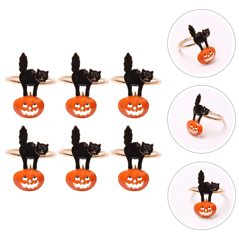 

6pcs Napkin Rings Orange Pumpkin Napkin Holder for Thanksgiving Harvest Pumpkin Horror Napkin Holder Ring for Table Setting
