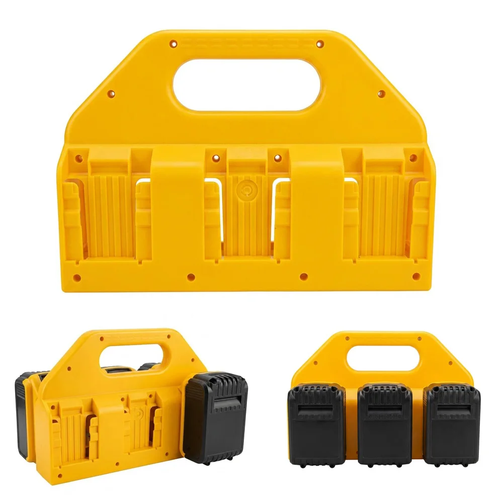 Фото Держатель для аккумуляторов Dewalt 18V, прочный органайзер на 6 слотов, портативный кейс для переноски, стойка для хранения инструментов для мастерской. №1