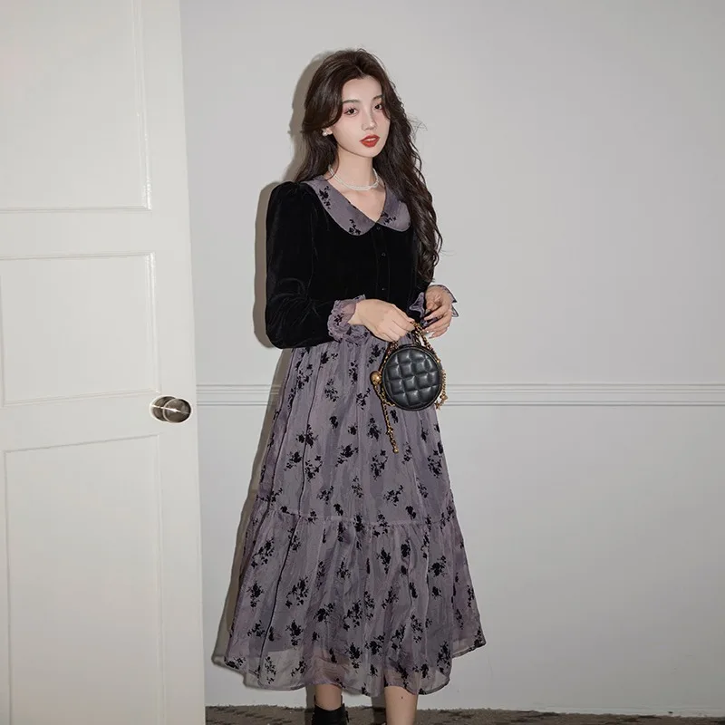 

Elegant Women Dress Vintage Long Sleeve Casual Office Ladies Black Y2K New Korean Fashion High Quality Autumn Midi Female Dress