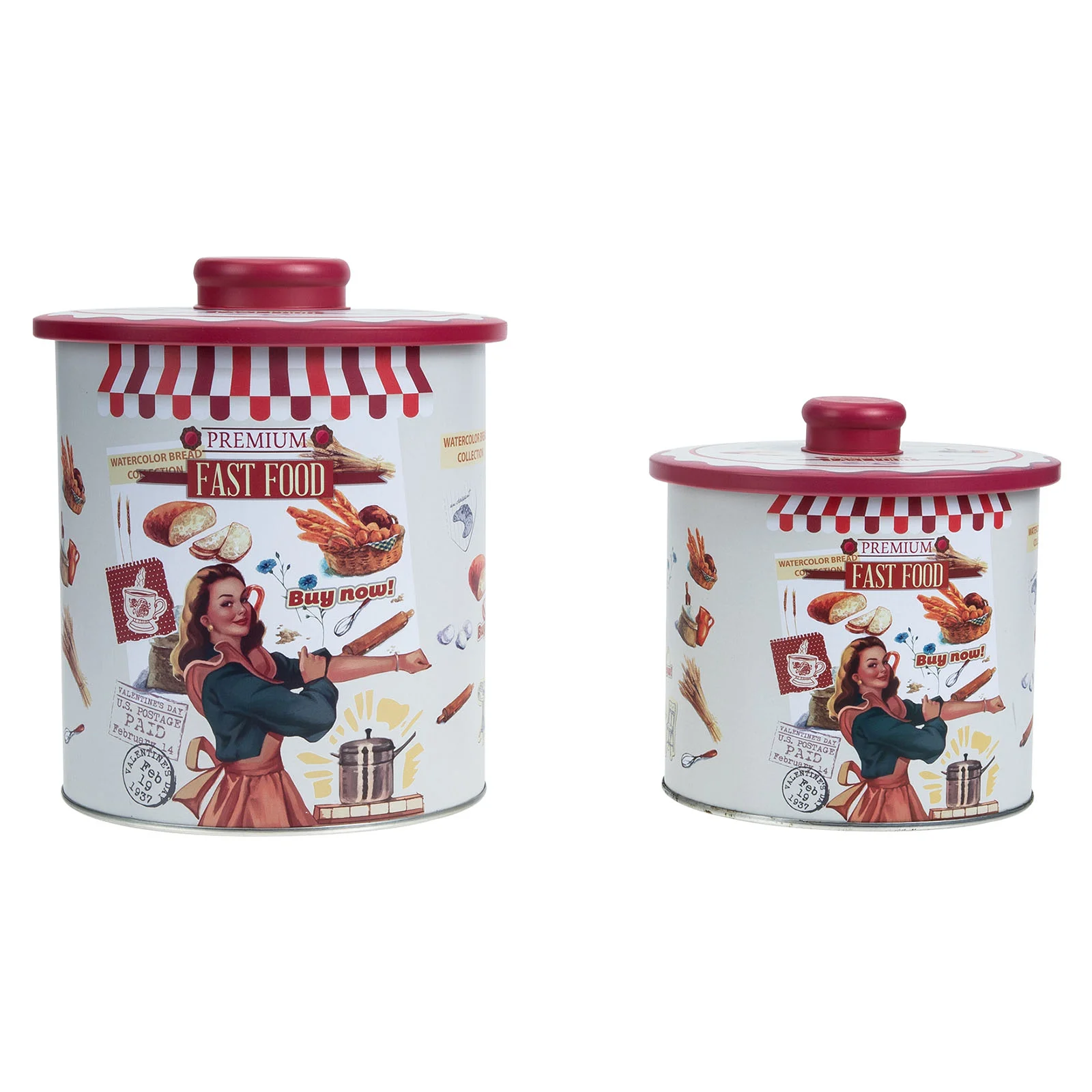 

2pcs Tinplate Candy Holder Festival Gift Packaging Boxes Retro Fashion Canister