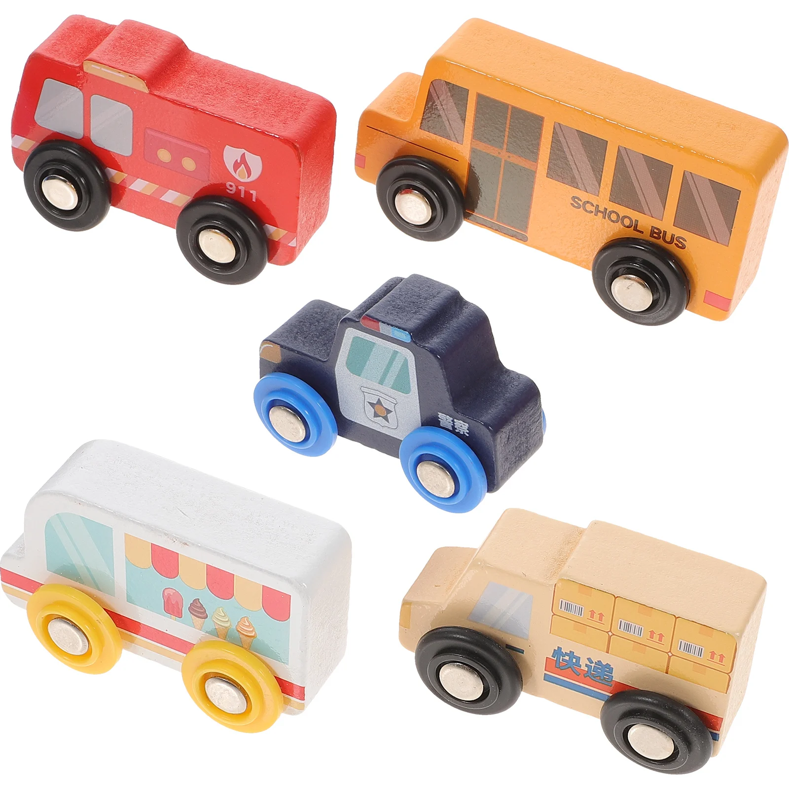 

5 Pcs Mini Toy Wooden Scene Car Landscape Model Portable Vehicle Toys Kids Child
