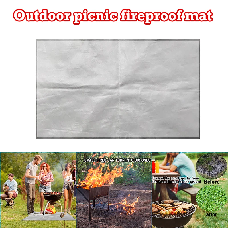 

Fireproof Mat Barbecue Mat Deck Protection Mat Portable Camping Accessories Fireproof Mat Barbecue Mat GRSA889