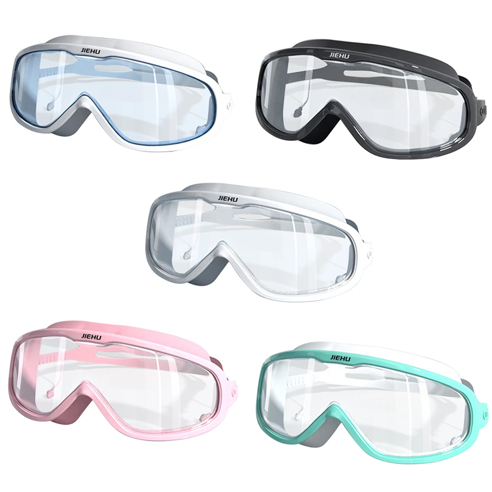 

Unisex Adjustable Large Frame Swimming Glasses Eyewear with Earplug Outdoor Waterproof Silicone Anti-fog Swim Diving Goggles