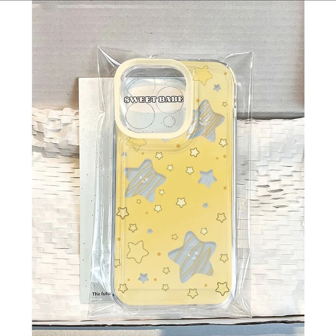 Прозрачный космический чехол для телефона Y2K с желтой пентаграммой и звездой iPhone