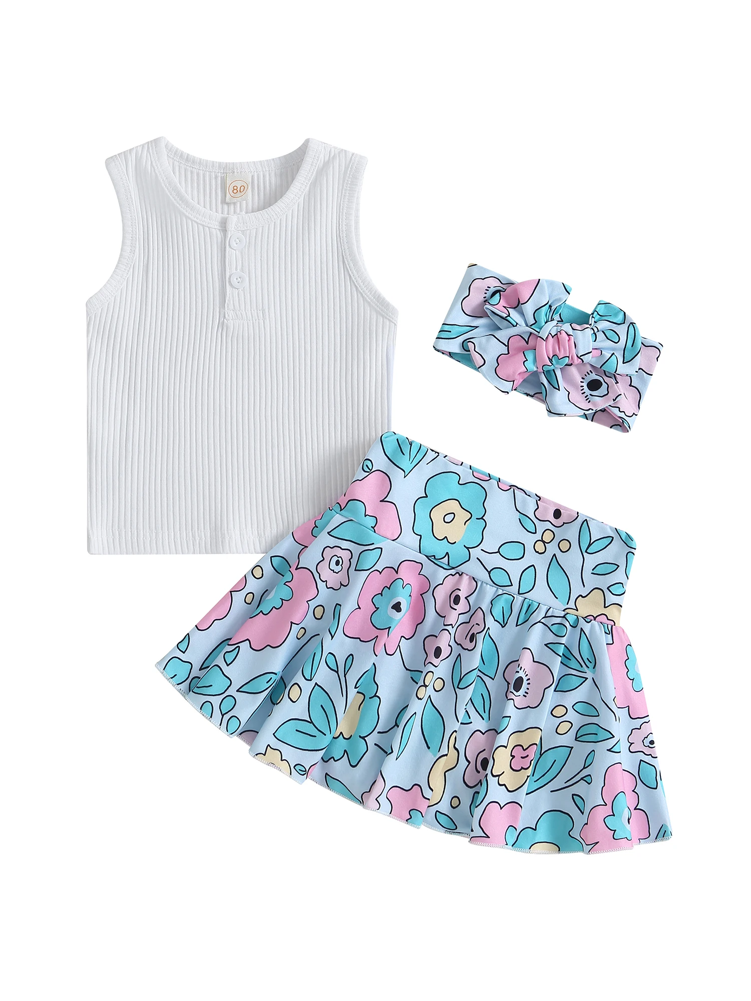 

Baby Girl Ruffle Sleeve Romper Set with Bow Headband and Matching Bloomers 3pcs