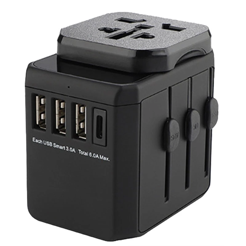 

Universal Adapter 2000W Multifunctional Conversion Plug Travel Universal Conversion Socket 6A Travel Plug Black