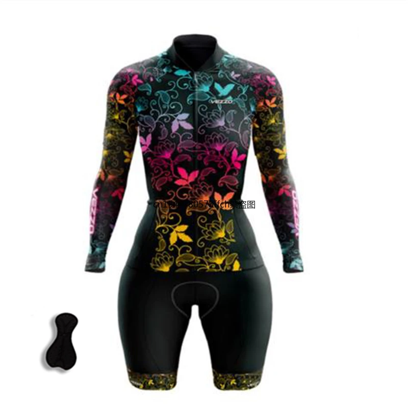 

Pro Team Triathlon Suit Women's Cycling Jersey Sets Pink Long Sleeve Skinsuit One Piece Jumpsuit Ropa Ciclismo Speedsuit Trisuit