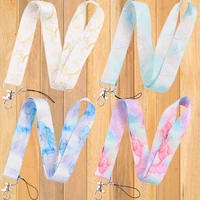 a0335 marble printing neck strap keychain lanyard for keys women id badge holder keycord diy hanging rope cell phone accessories