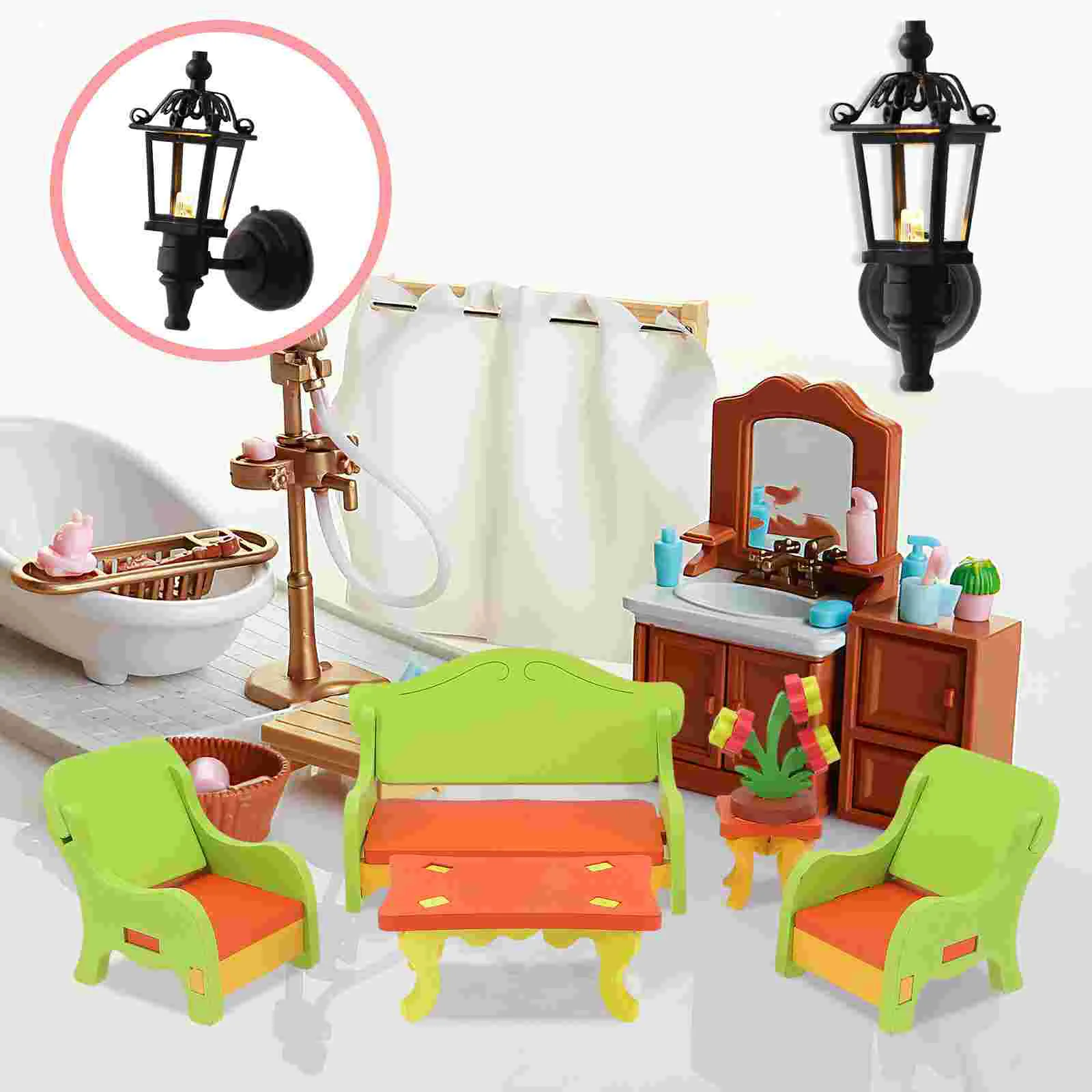 

1: 12 настенный светильник, миниатюрный светодиодный настенный светильник, аксессуары для мебели, украшения «сделай сам», игрушки (черный)