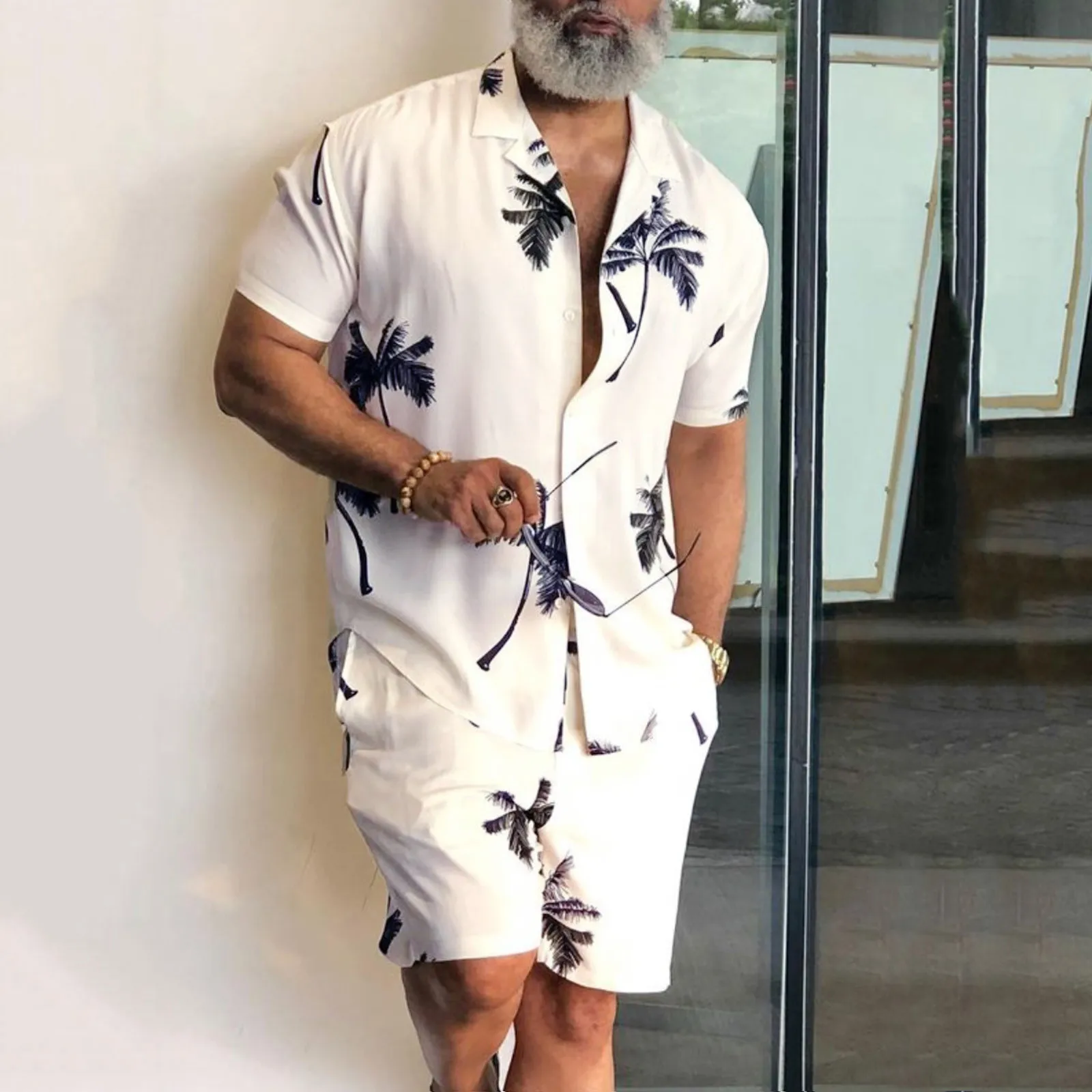 African Print Shirt Suit Summer Man Short Sleeve Shirt Tracksuit  Top Men 2-Piece Set Hawaiian Beach Pants Fashion Vacation