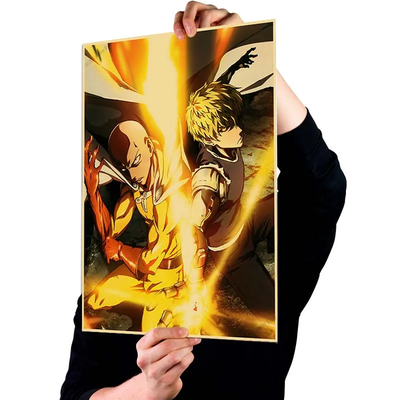 One Punch Man картины для домашнего декора ретро крафт-бумага аниме плакаты мультфильм