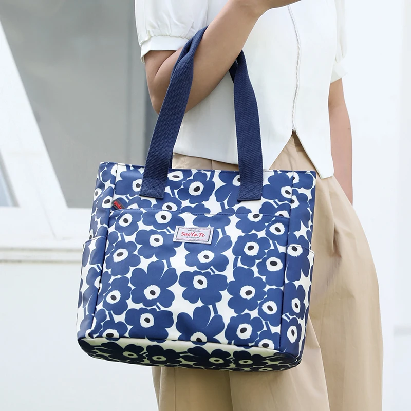 

Женская сумка с ручками сверху, женская сумка на плечо, Нейлоновые женские сумки, сумка-тоут с цветочным узором, сумки для покупок, кошелек, женская сумка